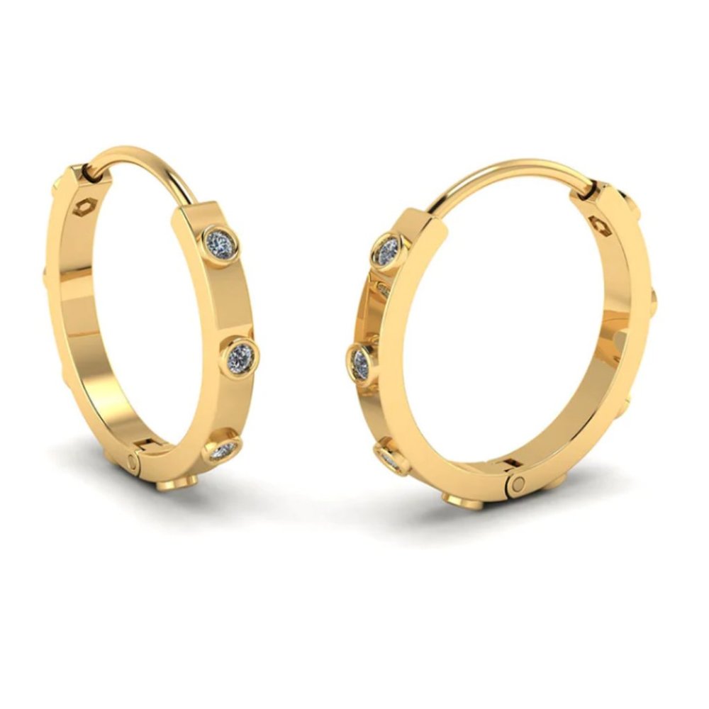 Huggie Hoops with Lab Grown Diamonds - 14K Gold Vermeil